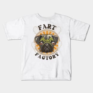 Fart factory Funny pug Kids T-Shirt